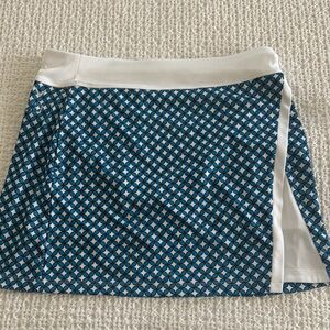 White and Blue Asymmetrical Mini Skorts for Casual Wear